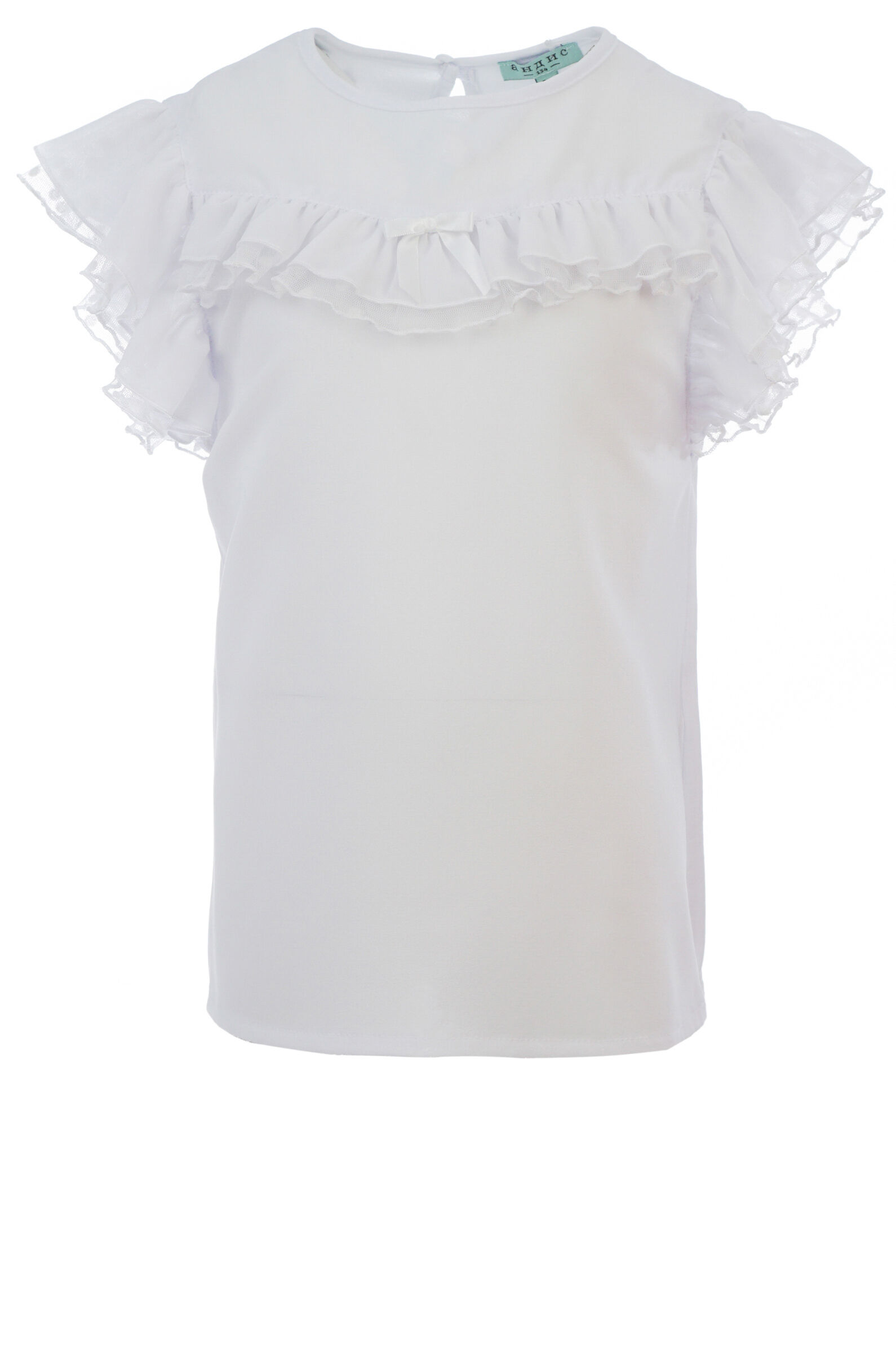 Блуза дев. АРТ.589,бел,хл-пэ