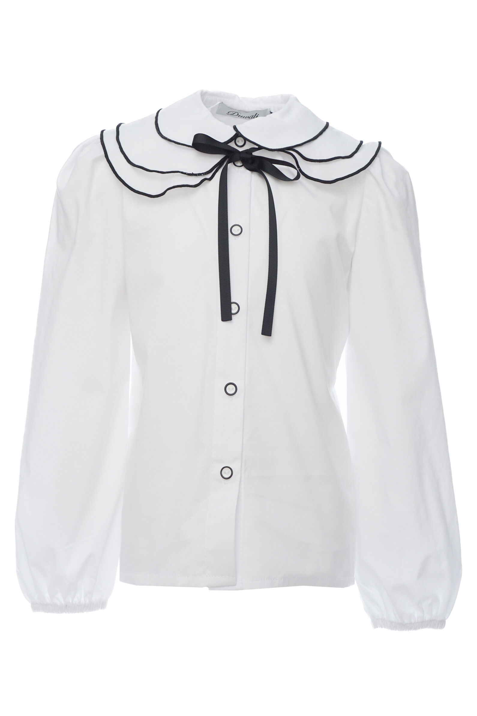 Блуза дев. АРТ.D44106,бел,хл-пэ-лайкра