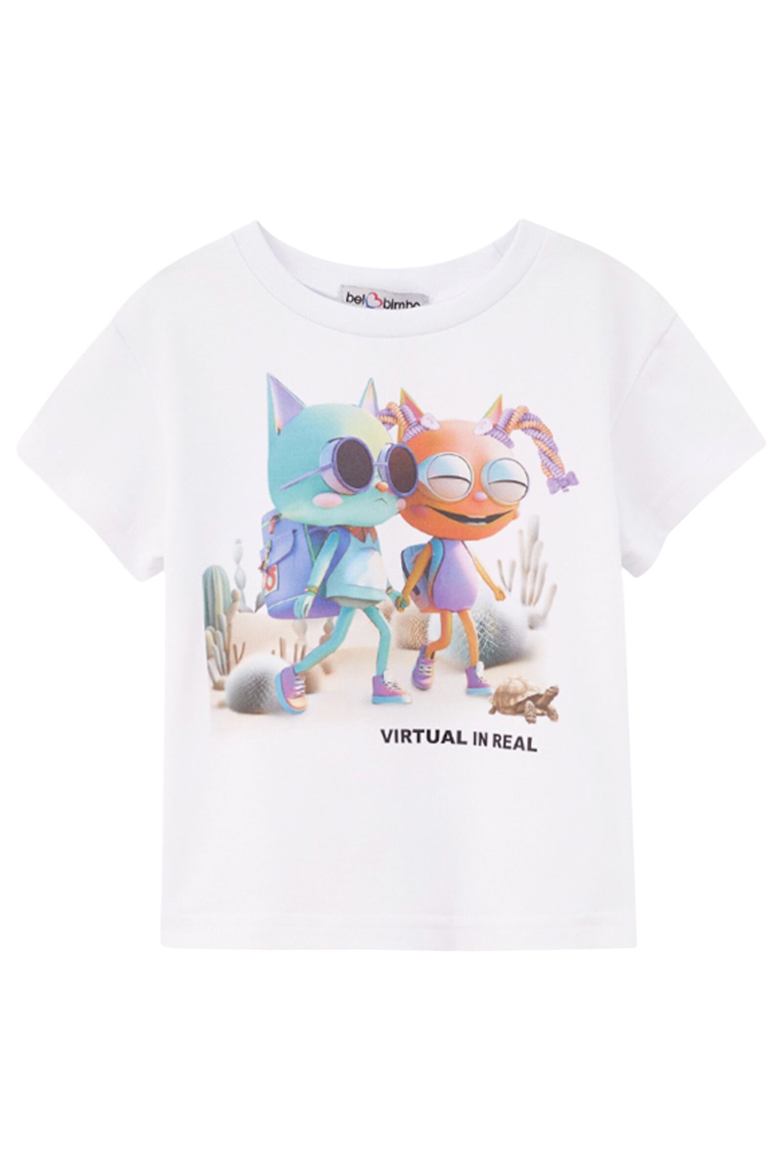 Футболка дев. АРТ.250015,бел-мул,хл-эл