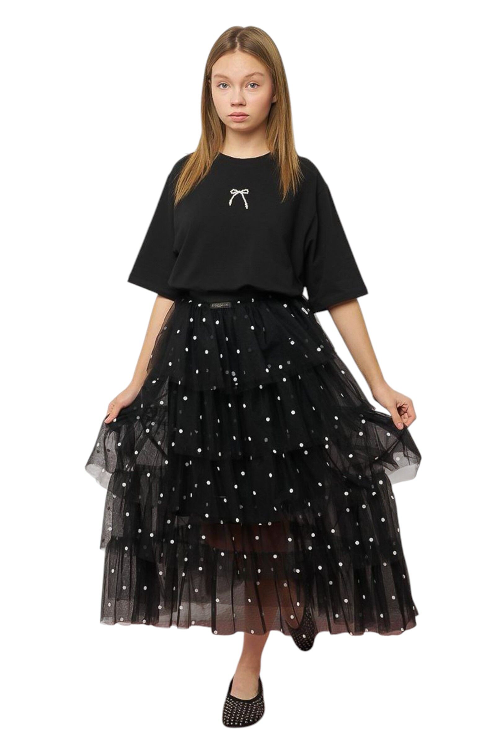 Футболка дев. АРТ.7930-1,чер,хл-лайкра