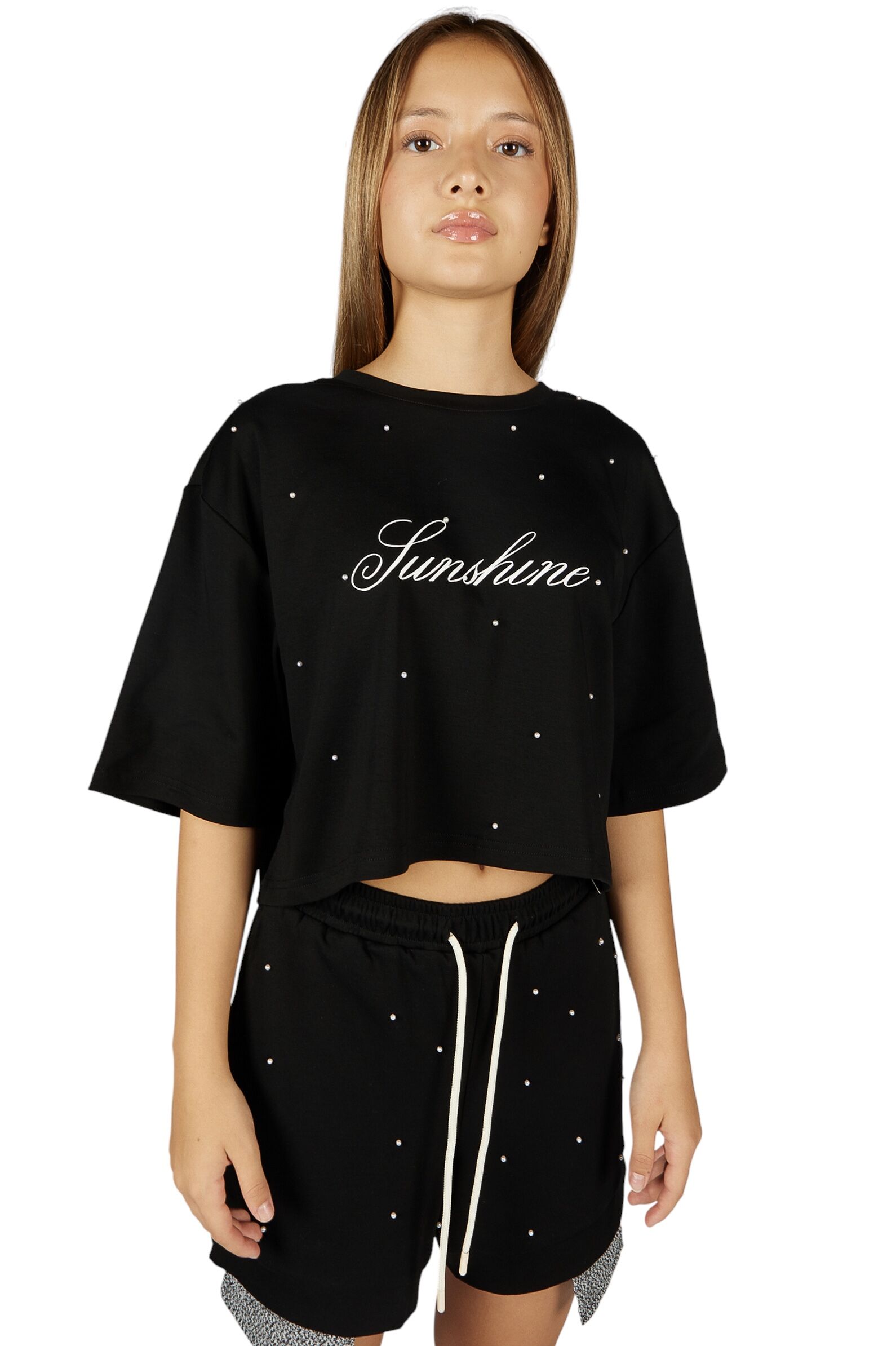 Футболка дев. АРТ.G-TS26050,чер,хл-эл