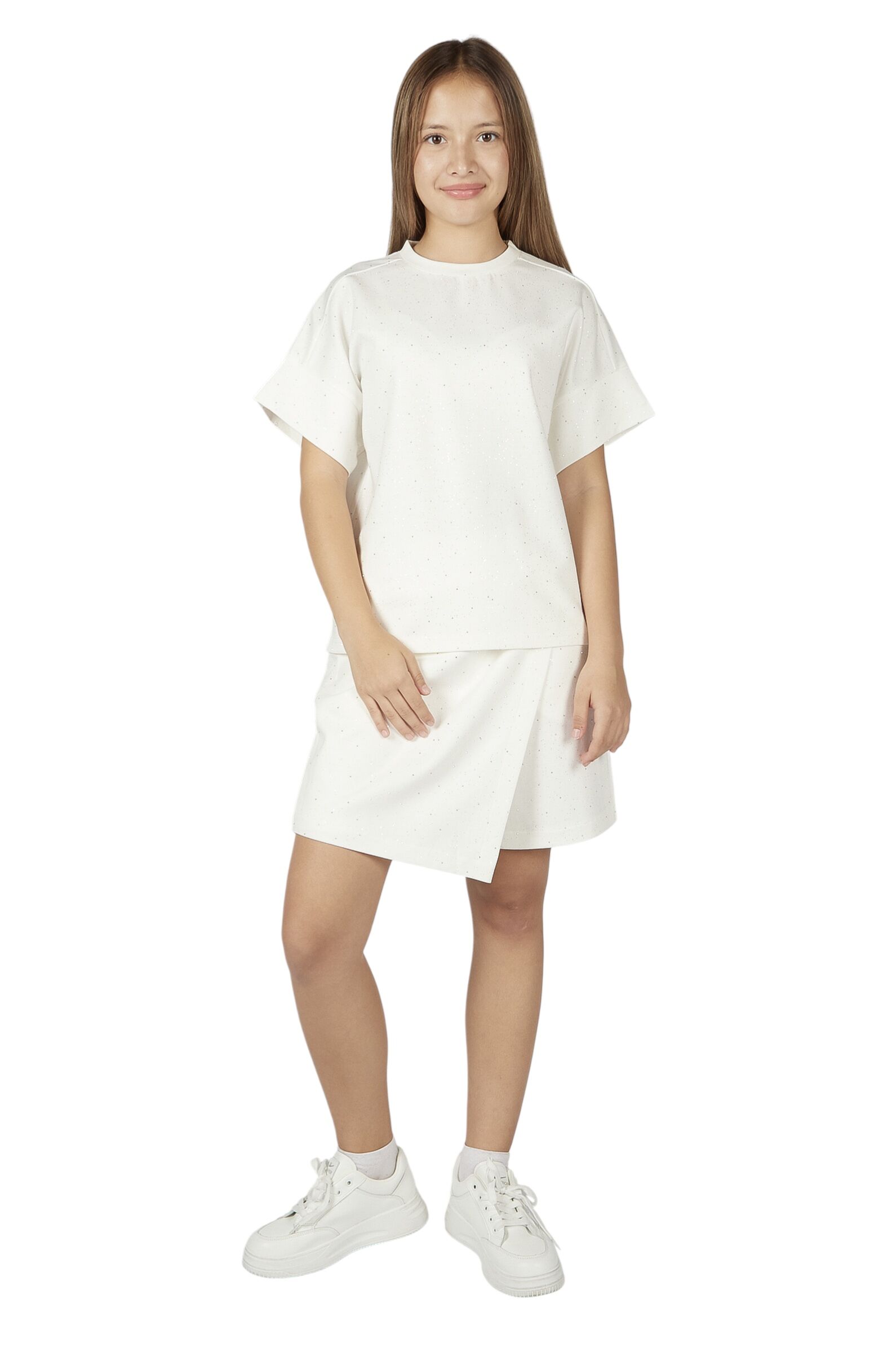 Футболка дев. АРТ.G-TS26101,бел,хл-эл