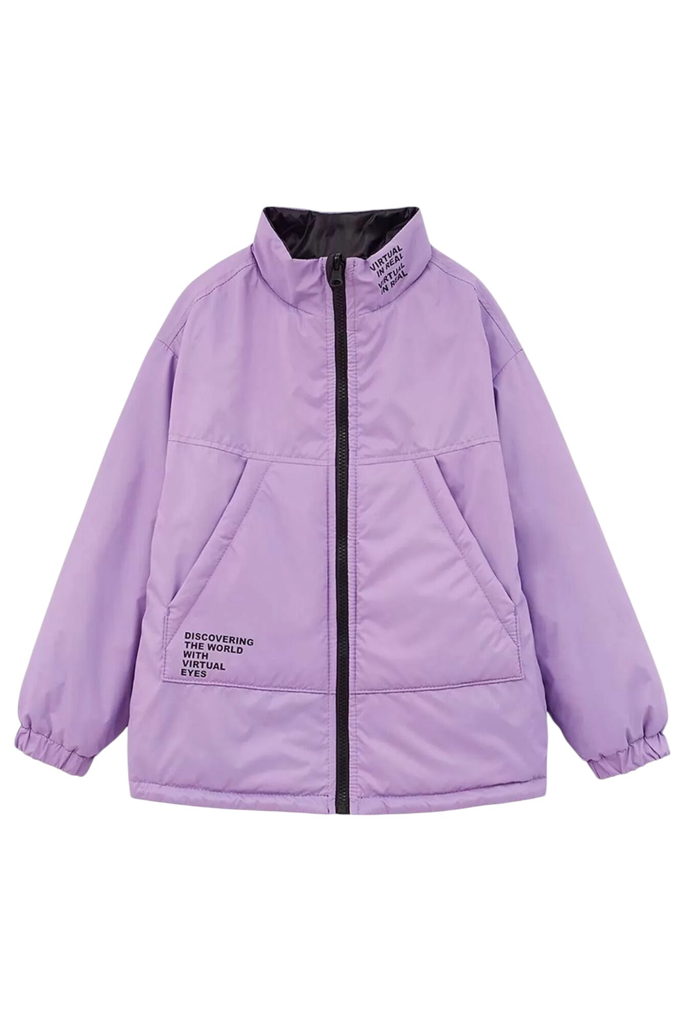 Куртка дев. АРТ.251069,фиол-чер,пэ/пэ