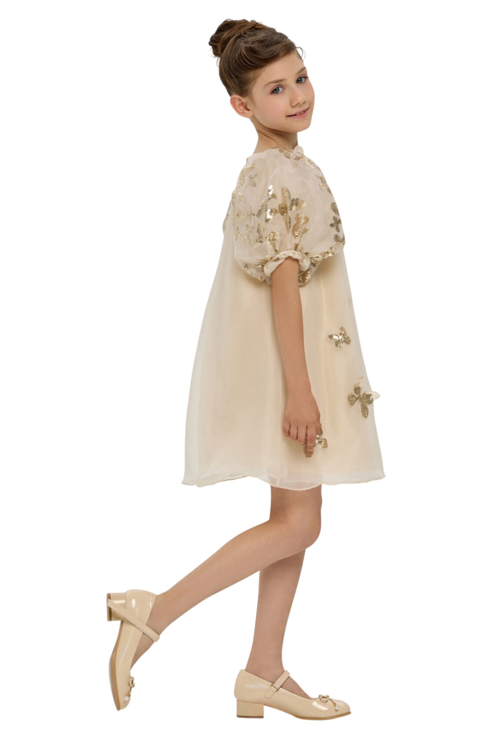 Платье дев. АРТ.1833.43,беж,пэ/хл