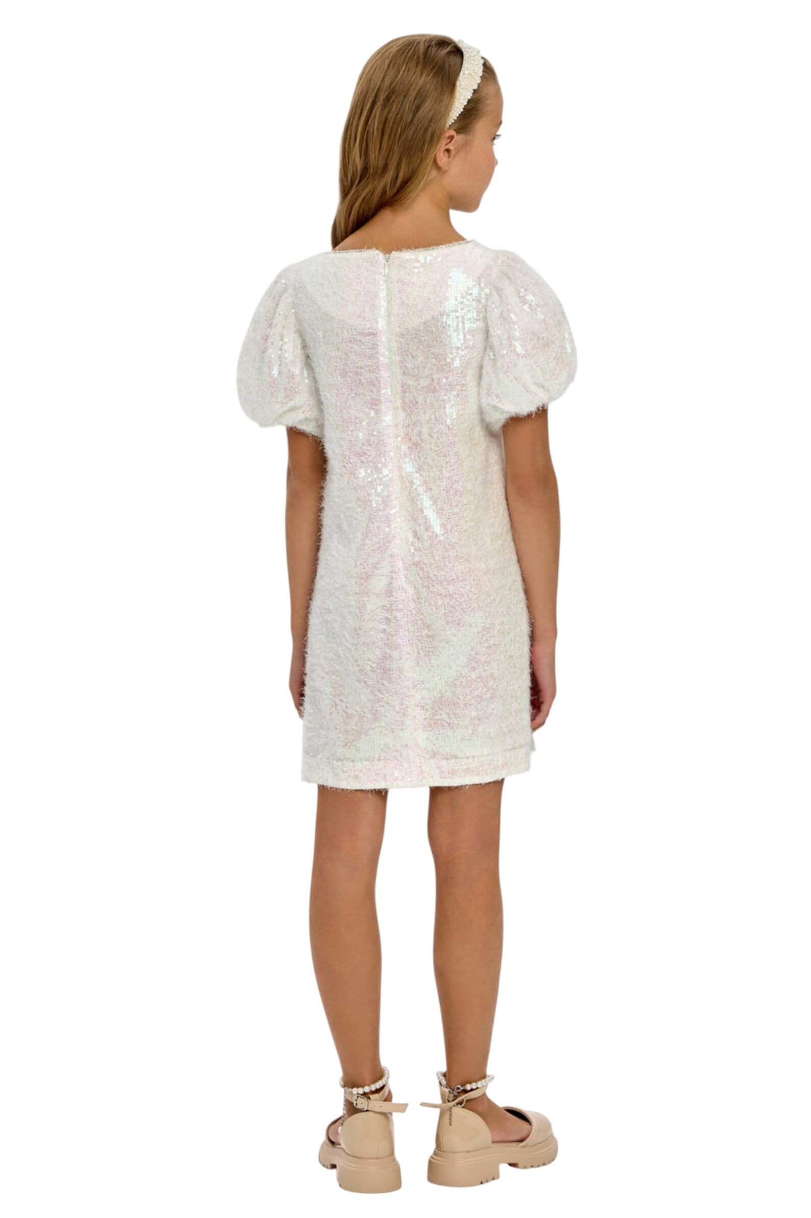 Платье дев. АРТ.1834.43,бел,пэ/хл